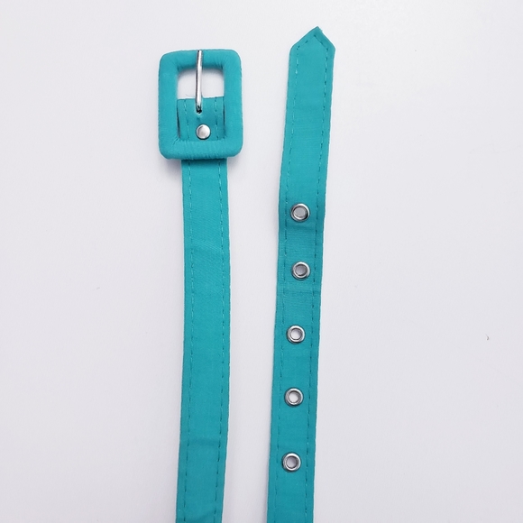 Pleated Turquoise Lime Green Colorblock Dress with Belt RK Originals Size 14 - Picture 8 of 11